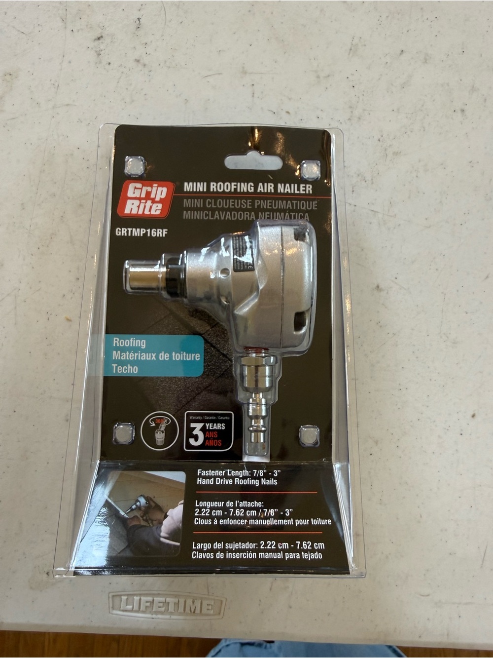 Grip rite Silver Mini Roofing Air Nailer - Compact Pneumatic Tool